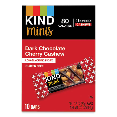 KIND 27962 Minis, Dark Chocolate Cherry Cashew, 0.7 Oz, 10/pack