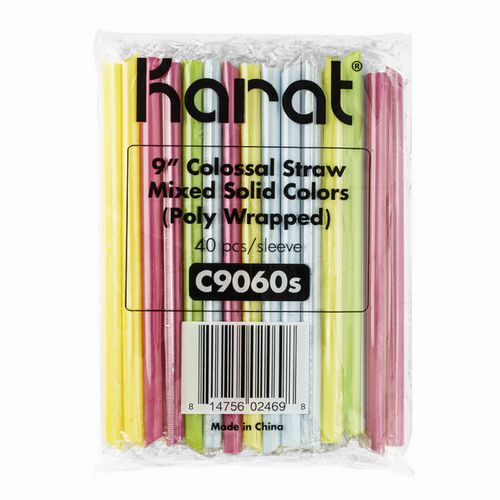 Karat C9060S (MIXED) Boba Straws, 9", Assorted, 1,600/Carton