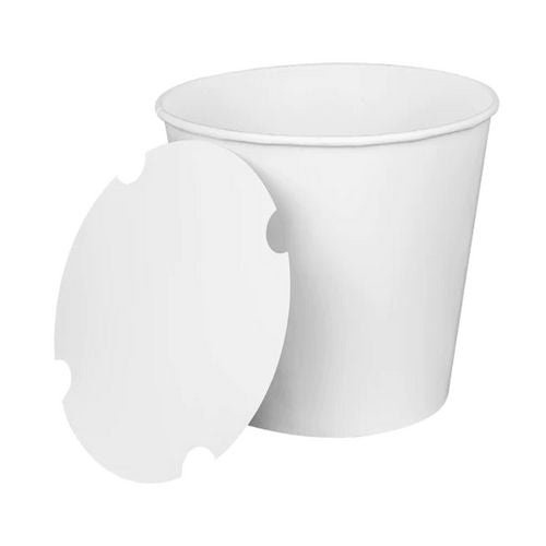Karat C-FB170W_BUNDLE Food Bucket with Lid, 170 oz, 8.9" Dia x 8.36"h, White, Paper, 150/Carton