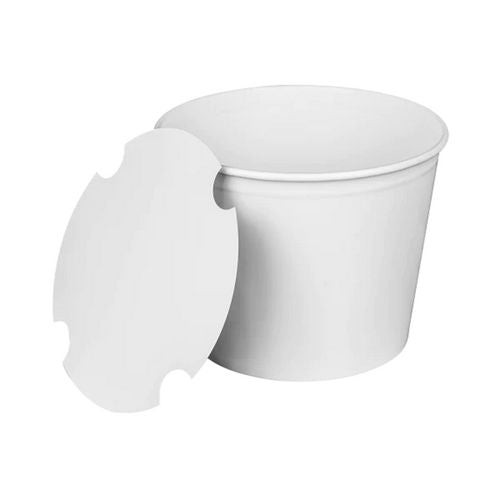 Karat C-FB85W_BUNDLE Food Bucket with Lid, 85 oz, 7.36" Dai x 6"h, White, Paper, 180/Carton
