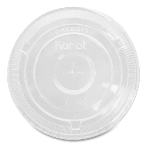 Karat C-KC107TS PET Lids, Flat with Straw Slot, Fits 32 oz Cold Cups, Clear 500/Carton