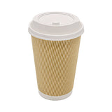 Karat C-KRC516 Ripple Hot Cups, 16 oz, Kraft/White, 500/Carton