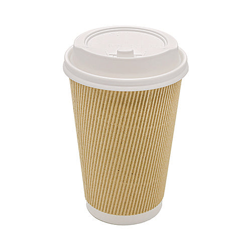 Karat C-KRC516 Ripple Hot Cups, 16 oz, Kraft/White, 500/Carton