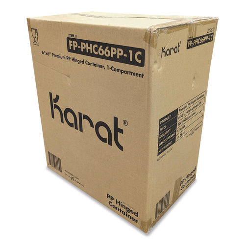 Karat FP-PHC66PP-1C Polypropylene Plastic Hinged Container, 6 x 6 x 3, Black/Clear, Plastic, 50/Pack, 6 Packs/Carton