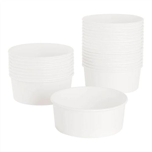 Karat FP-PSB32 Food Bucket, 32 oz, 6.5" Dia x 2.4"h, White, Paper, 360/Carton