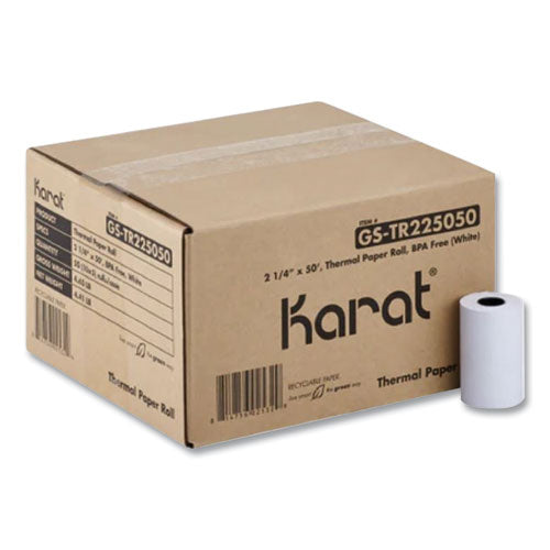 Karat GS-TR225050 Thermal Paper Rolls, 2.25" x 50 ft, White, 50/Carton