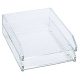 Kantek AD-15 Clear Acrylic Letter Tray, 2 Sections, Letter Size Files, 10.5" X 13.75" X 2.5", Clear, 2/pack