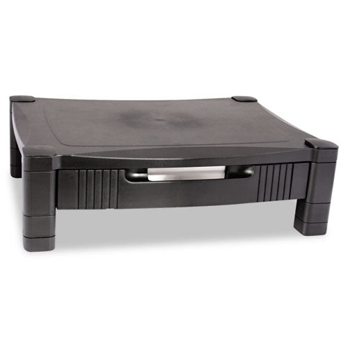 Kantek MS420 Monitor Stand With Drawer, 17" X 13.25" X 3" To 6.5", Black, Supports 50 Lbs