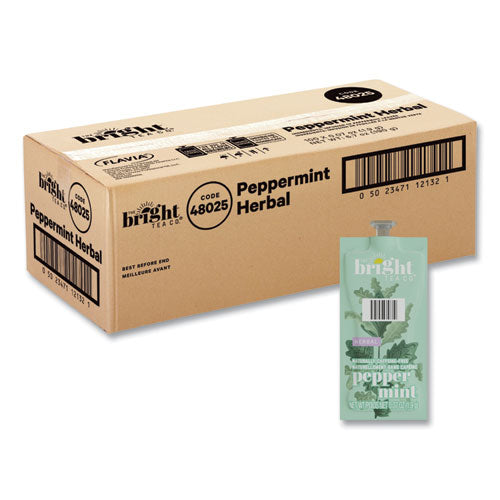 Flavia 48025 The Bright Tea Co. Peppermint Herbal Tea Freshpack, Peppermint, 0.07 oz Pouch, 100/Carton