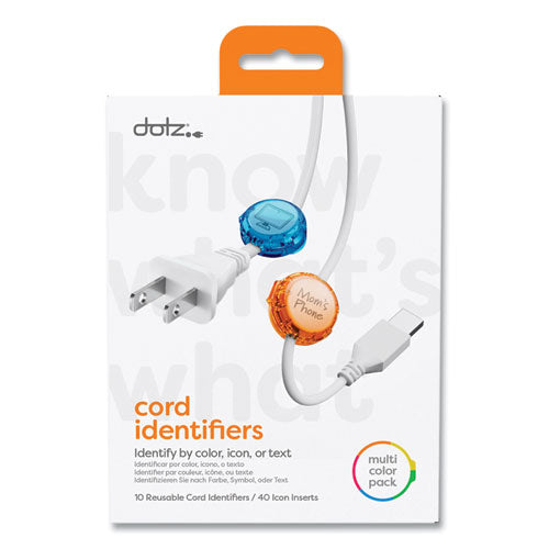 Dotz 21211 cord id, (10) multi-colored identifiers, (40) punch out icons