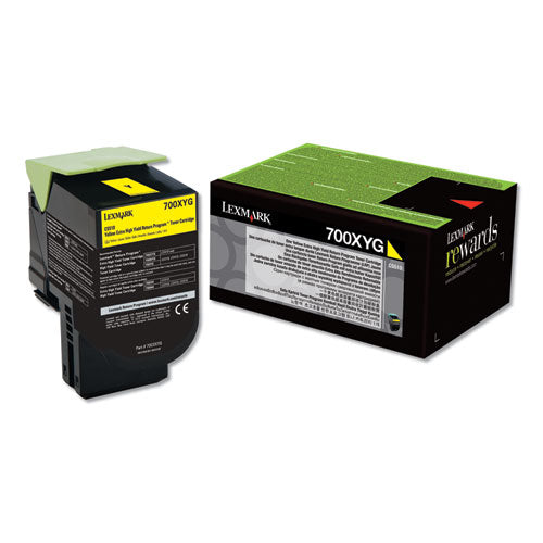 Lexmark 70C0XYG 70c0xyg Return Program Extra High-Yield Toner, 4,000 Page-Yield, Yellow, Taa Compliant