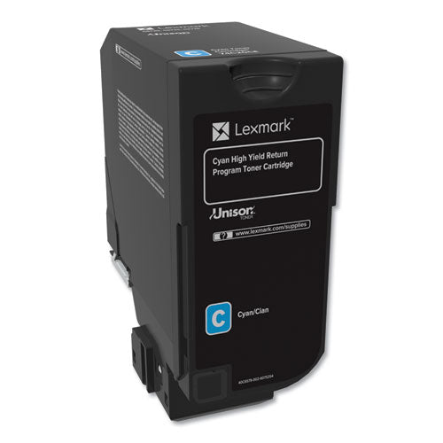 Lexmark 74C1HC0 74c1hc0 Return Program Unison High-Yield Toner, 12,000 Page-Yield, Cyan