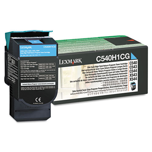 Lexmark C540H1CG C540h1cg Return Program High-Yield Toner, 2,000 Page-Yield, Cyan