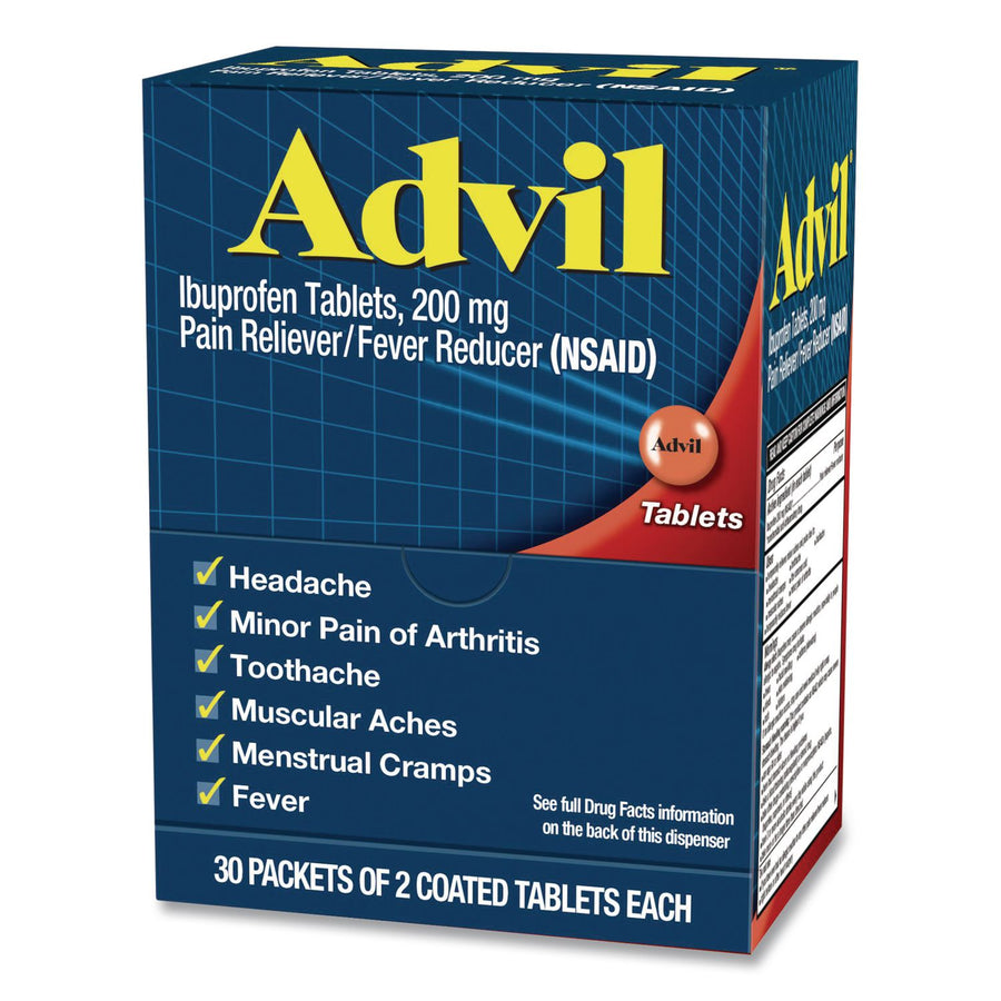 Advil 64008 Ibuprofen Tablets Refill Packs, Two-Pack, 30/Box