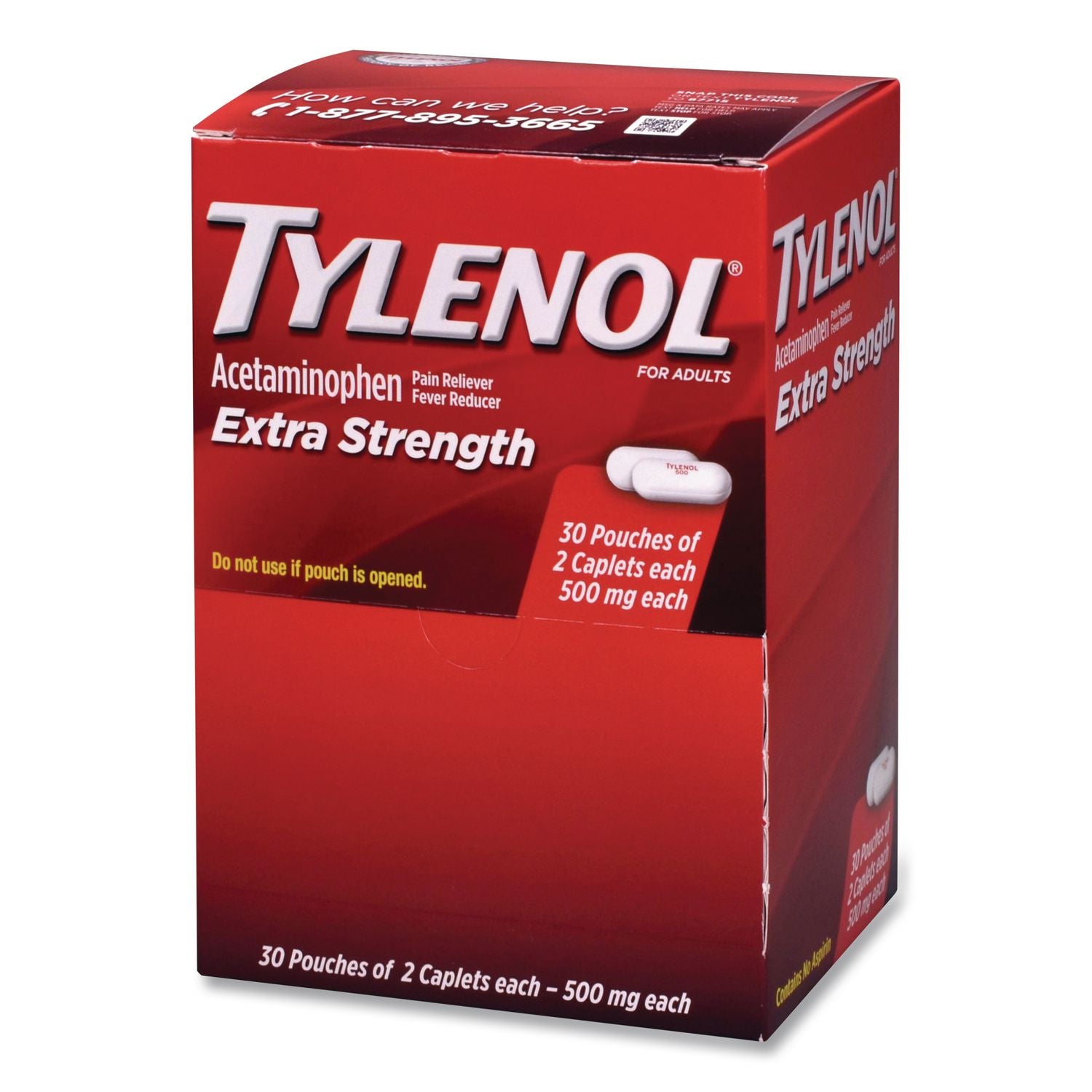 Tylenol 64478 Extra Strength Caplets, Two-Pack, 30/Box