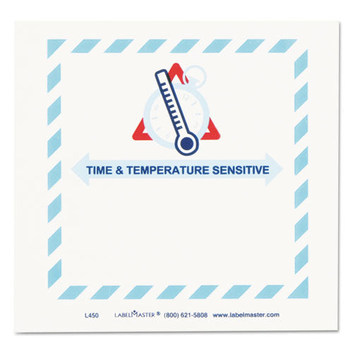 Labelmaster L450 Shipping And Handling Self-Adhesive Labels, Time And Temperature Sensitive, 5.5 X 5, Blue/gray/red/white, 500/roll