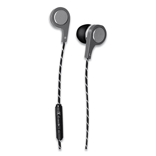 Maxell 199600 Bass 13 Metallic Earbuds With Microphone, 4 Ft Cord, Silver