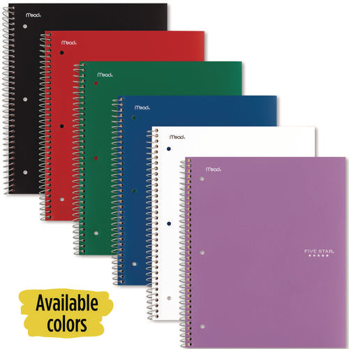 Five Star 05200 Wirebound Notebook, 1-Subject, Wide/Legal Rule, Randomly Assorted Cover Color, (100) 10.5 x 9.18 Sheets