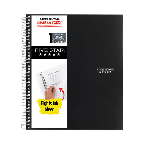 Five Star 06190 wirebound notebook with 2 pockets, 1-subject, quadrille rule (4 sq/in), randomly assorted cover color, (100) 11 x 8.5 sheets