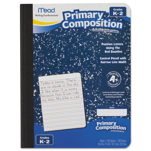 Mead 09902 Primary Composition Book, Manuscript Format, Blue/White Cover, (100) 9.75 x 7.5 Sheets
