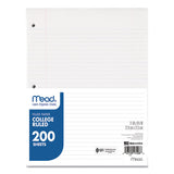 Mead 17208 Filler Paper, 3-Hole, 8.5 X 11, College Rule, 200/pack