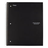 Five Star 72057 Wirebound Notebook with Two Pockets, 1-Subject, Medium/College Rule, Black Cover, (100) 11 x 8.5 Sheets