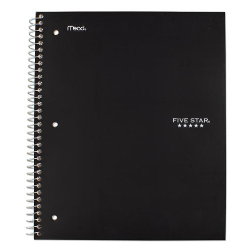 Five Star 72057 Wirebound Notebook with Two Pockets, 1-Subject, Medium/College Rule, Black Cover, (100) 11 x 8.5 Sheets