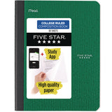 Five Star 850065 Composition Book, Medium/College Rule, Randomly Assorted Cover Color, (80) 9.75 x 7.5 Sheets
