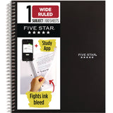 Five Star 930010 Wirebound Notebook, 1-Subject, Wide/Legal Rule, Black Cover, (100) 10. x 8.63 Sheets
