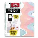 Five Star 930060F Brushy Moves Pastel Waves Design Notebook w/ Study App, 1-Subject, Wide/Legal Rule, Assorted Cover Color, (80)11 x 8.5 Sheets