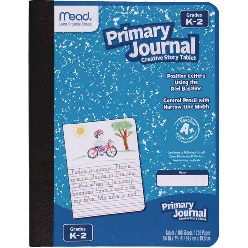Mead 09554 Primary Journal Half Page Ruled, Blue Marble Cover, Primary Rule, (100) 9.75 x 7.5 Sheets