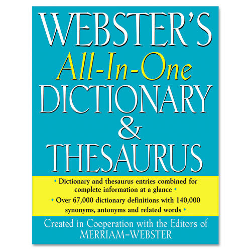 Merriam Webster FSP0471 All-In-One Dictionary/thesaurus, Hardcover, 768 Pages