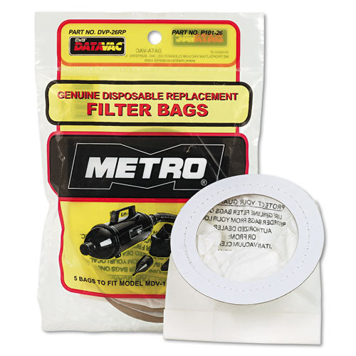 Datavac 120-516620 Replacement Bags For Handheld Steel Vacuum/blower, 5/pack