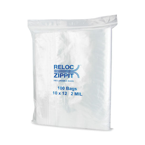Bagco MGP MGZ2P1012 Zippit Resealable Bags, 2 mil, 10 x 12, Clear, 100 Bags/Pack, 10 Packs/Carton