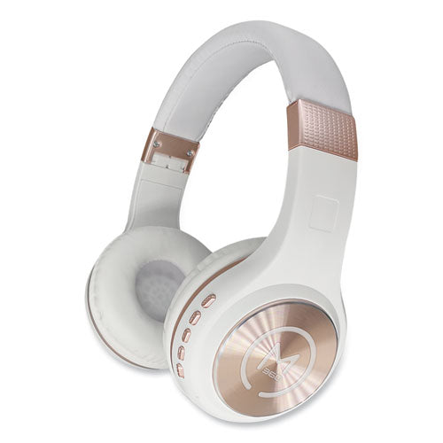 Morpheus 360 HP5500R SERENITY Stereo Wireless Headphones with Microphone, 3 ft Cord, White/Rose Gold