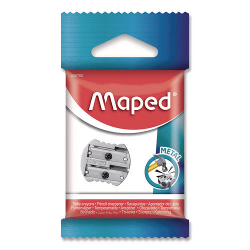 Maped Helix 006700 Classic 2-Hole Metal Pencil Sharpener, 2.56 x 0.67 x 4.92, Silver