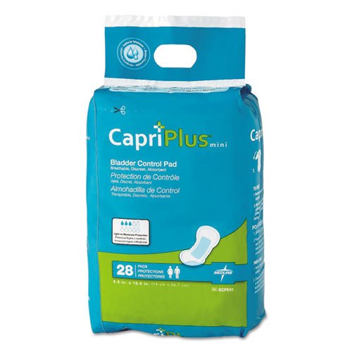 Medline BCPE01 Capri Plus Bladder Control Pads, Regular, 5.5" X 10.5", 28/pack, 12/carton