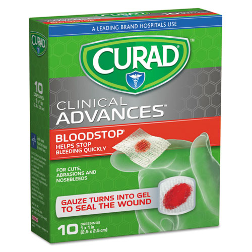Curad CUR0055 Bloodstop Sterile Hemostat Gauze Pad, 1 X 1, 10/box