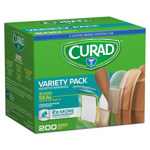 Curad CUR0800RB Variety Pack Assorted Bandages, 200/box