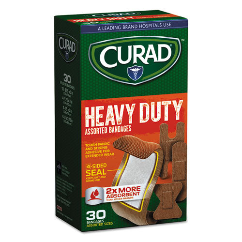 Curad CUR14924RB Heavy Duty Bandages, Assorted Sizes, 30/box