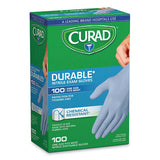 Curad CUR4145R Powder-Free Nitrile Exam Gloves, One Size, Blue, 100/box