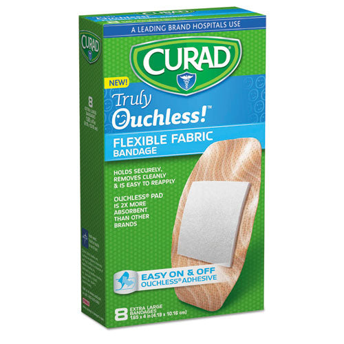 Curad CUR5003 Ouchless Flex Fabric Bandages, 1.65 X 4, 8/box