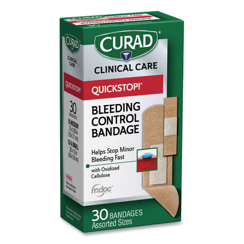 Curad CUR5245 Quickstop Flex Fabric Bandages, Assorted, 30/box