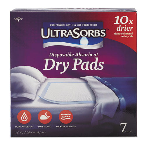 Medline DRY2336RET7 Ultrasorbs Disposable Dry Pads, 23" X 35", Blue, 7/box