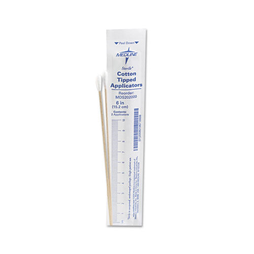 Medline MDS202000 Cotton-Tipped Applicators, 6", 100 Applicators/box