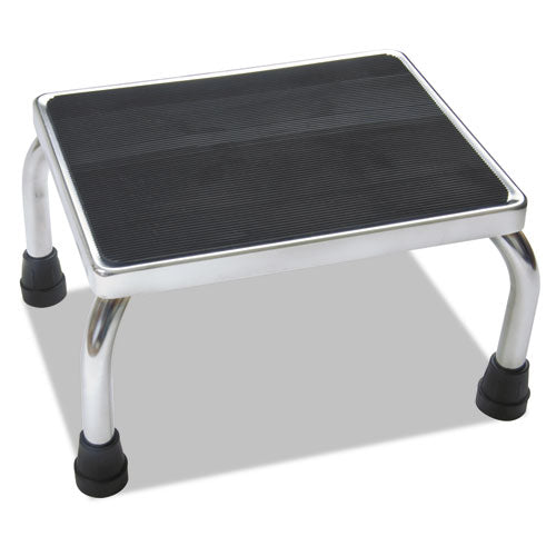 Medline MDS80430I Foot Stool, 1-Step, 350 lb Capacity, 16 x 12 x 8.25, Steel, Chrome/Black Mat