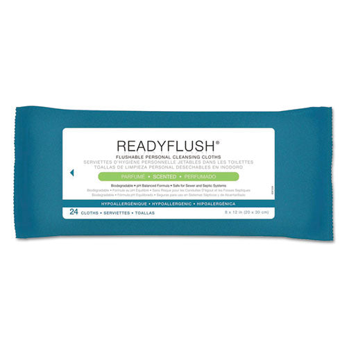 Medline MSC263810 ReadyFlush Biodegradable Flushable Wipes, 1-Ply, 8 x 12, White, 24/Pack, 24 Packs/Carton