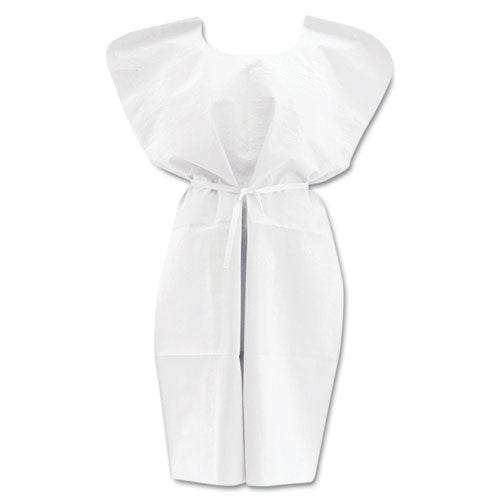 Medline NON24355 Disposable Patient Gowns, 3-Ply Tissue Poly Tissue, 30" x 42", White, 50/Carton