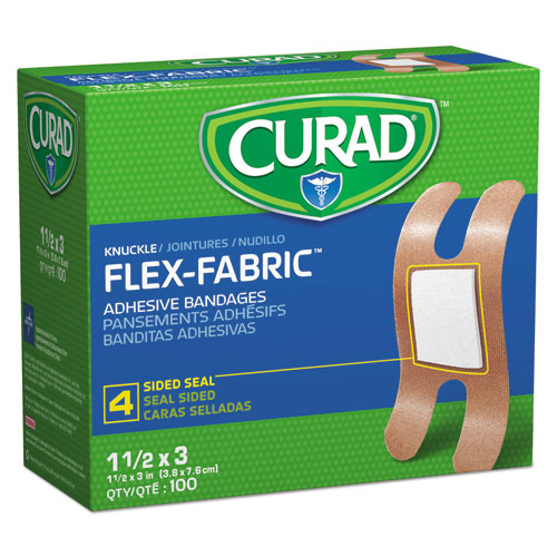 Curad NON25510 Flex Fabric Bandages, Knuckle, 1.5 X 3, 100/box