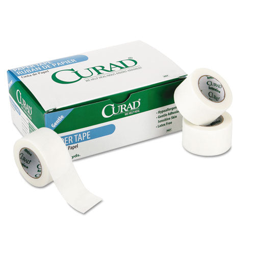 Curad NON270002 Paper Adhesive Tape, Medium-Duty, Acrylic/Paper, 2" x 10 yds, White, 6/Pack